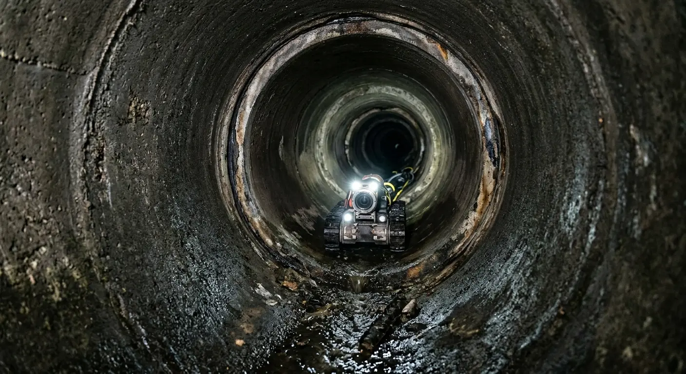 Robotic sewer camera inspecting pipe interior for Sewer Line Repair in Vine Grove